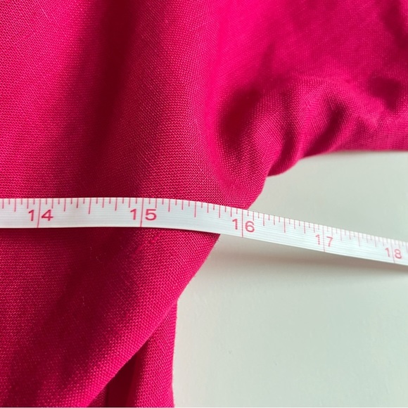 Vintage Pink V Neck Button Front Midi 100% Linen Dress Lace Slip Lining Large - Picture 8 of 15